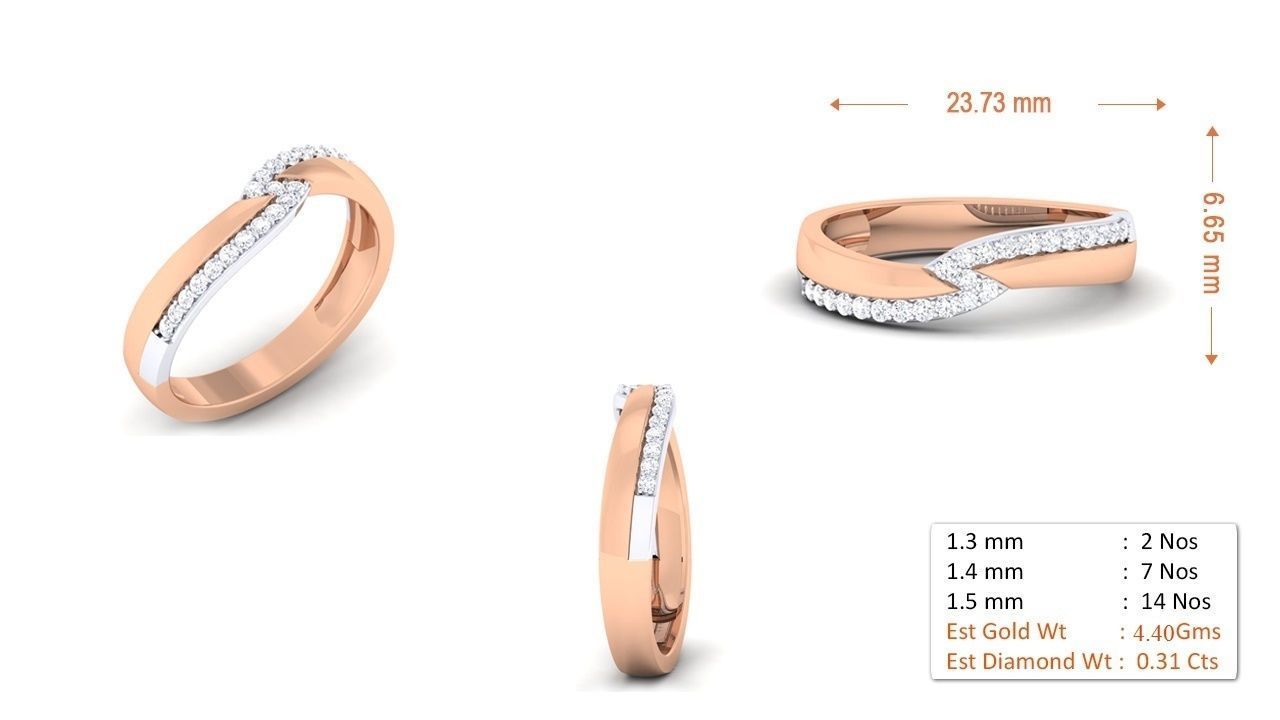 Solitaire Couple Band Rings 3D print model_10