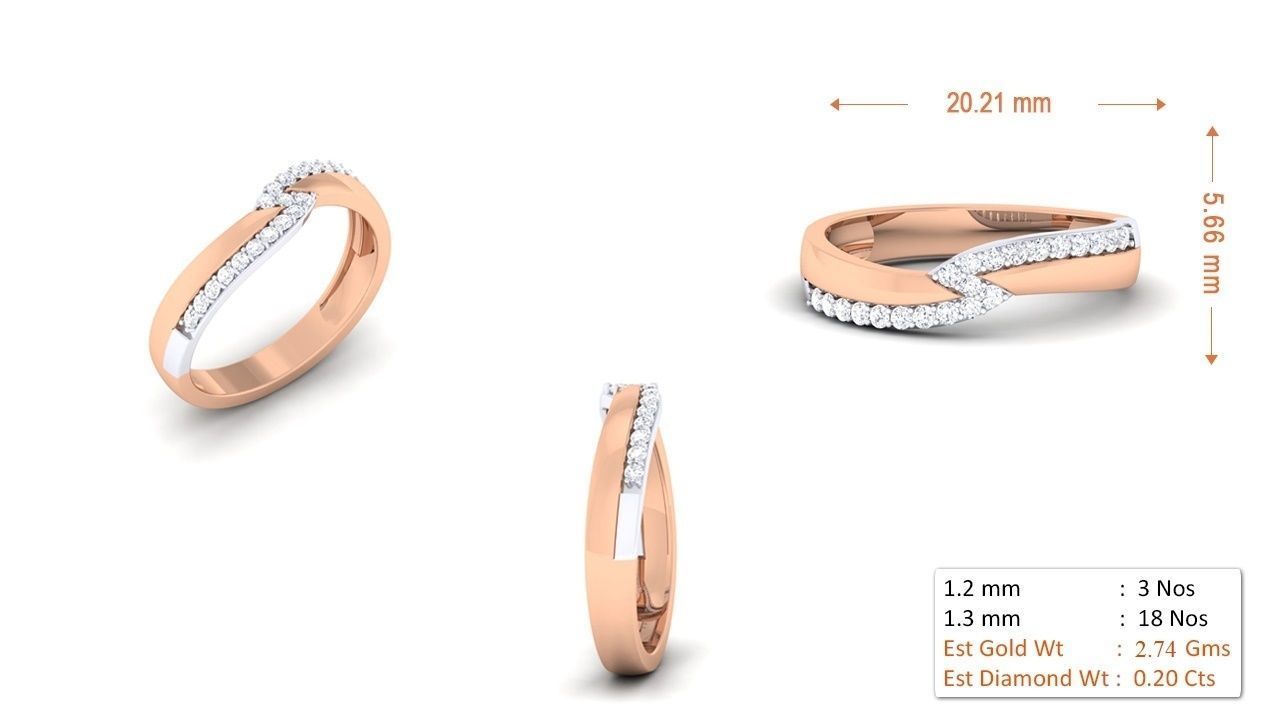 Solitaire Couple Band Rings 3D print model_9