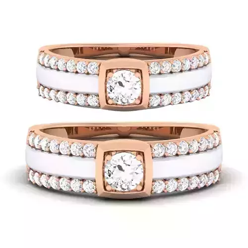 Solitaire Couple Band Rings