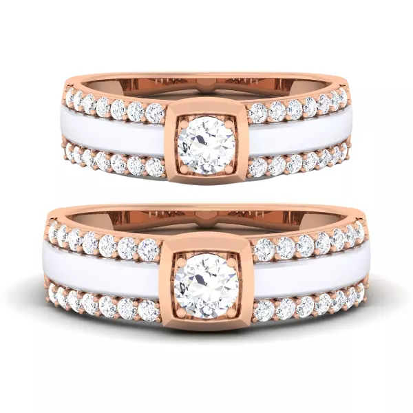 Solitaire Couple Band Rings 3D print model