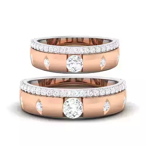 Solitaire Couple Band Rings