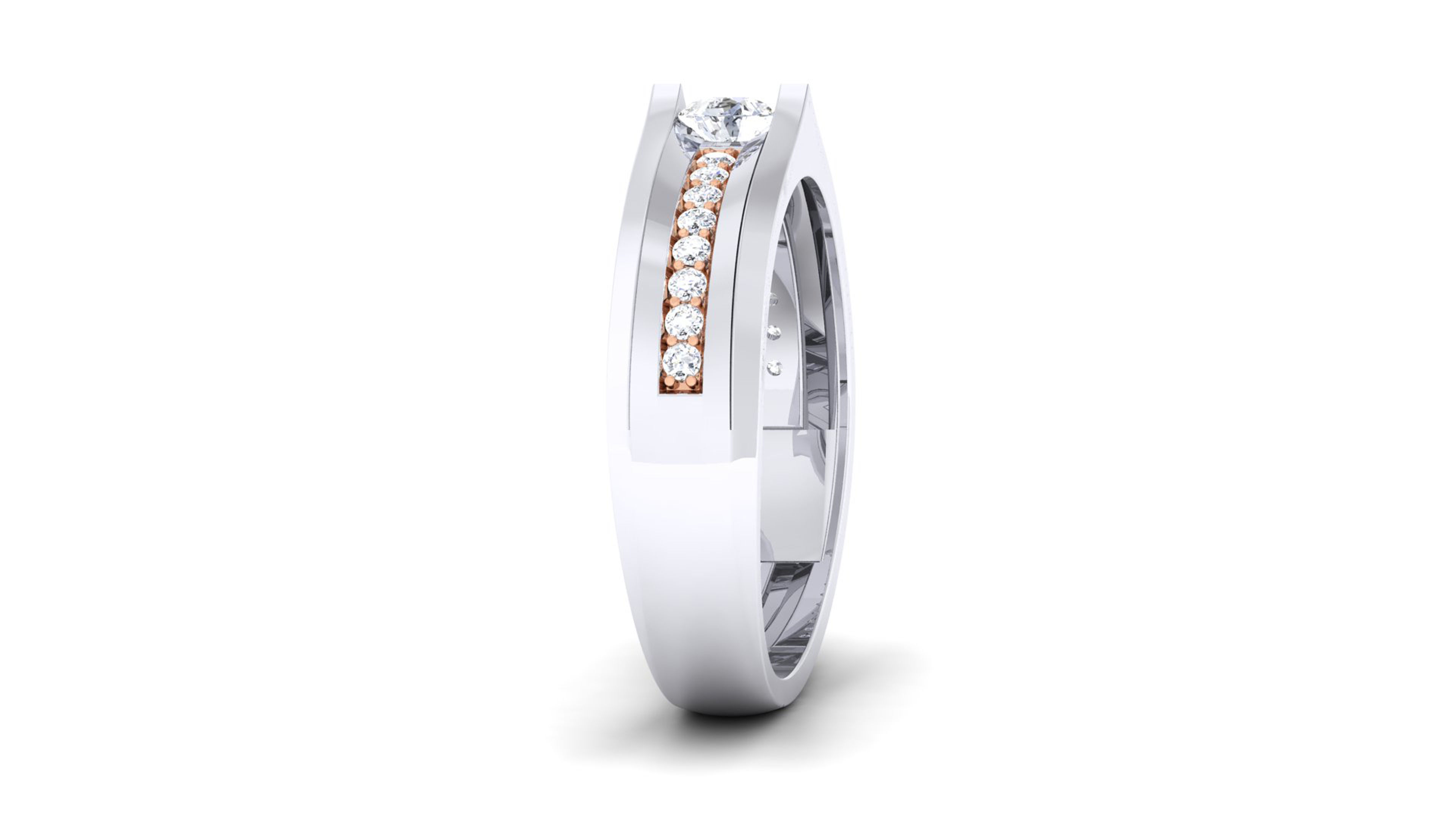 Solitaire Couple Band Rings 3D print model_8