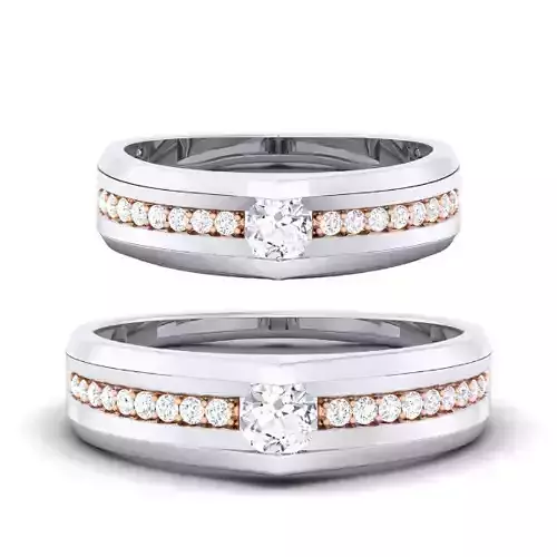 Solitaire Couple Band Rings
