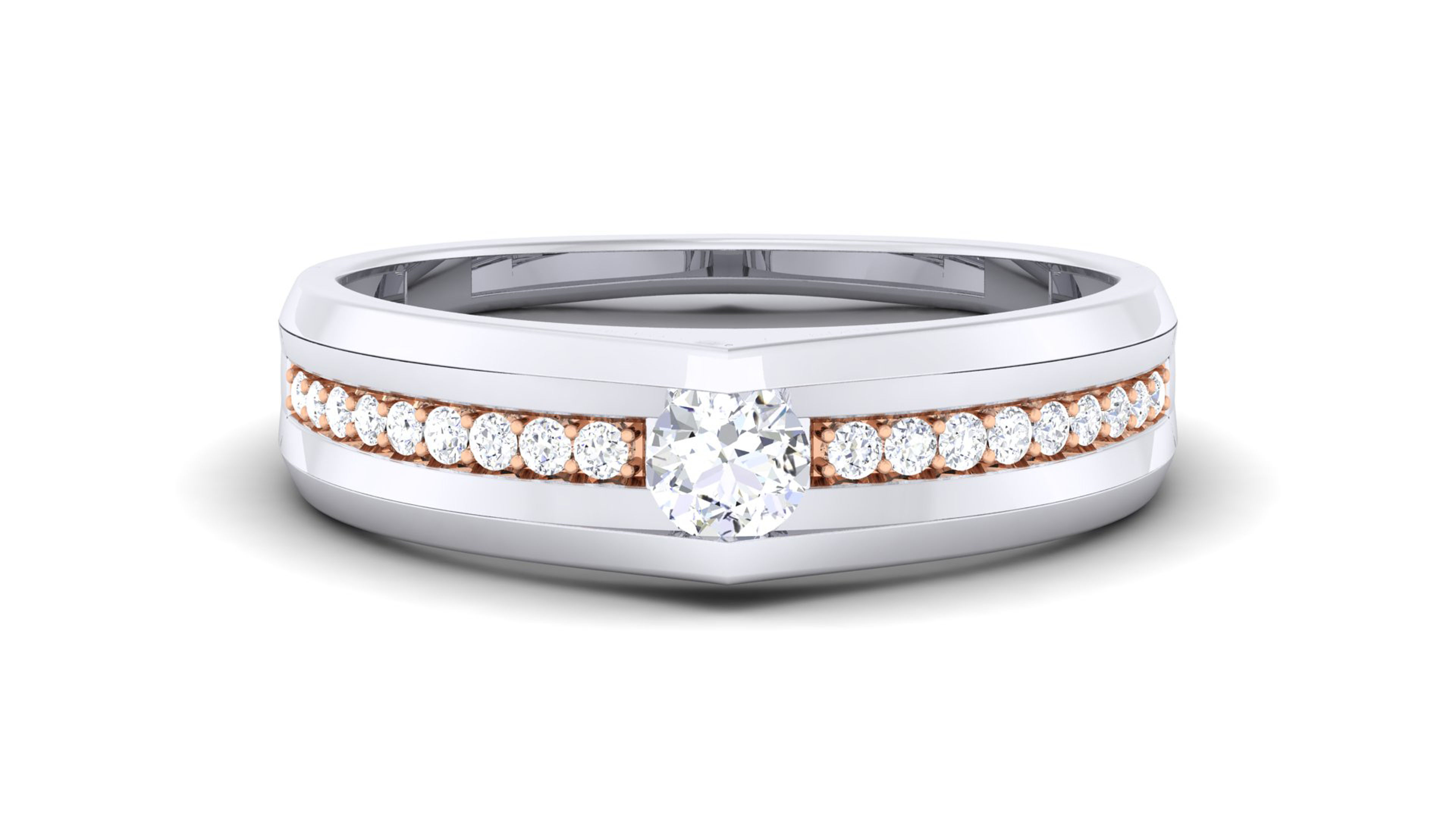 Solitaire Couple Band Rings 3D print model_4