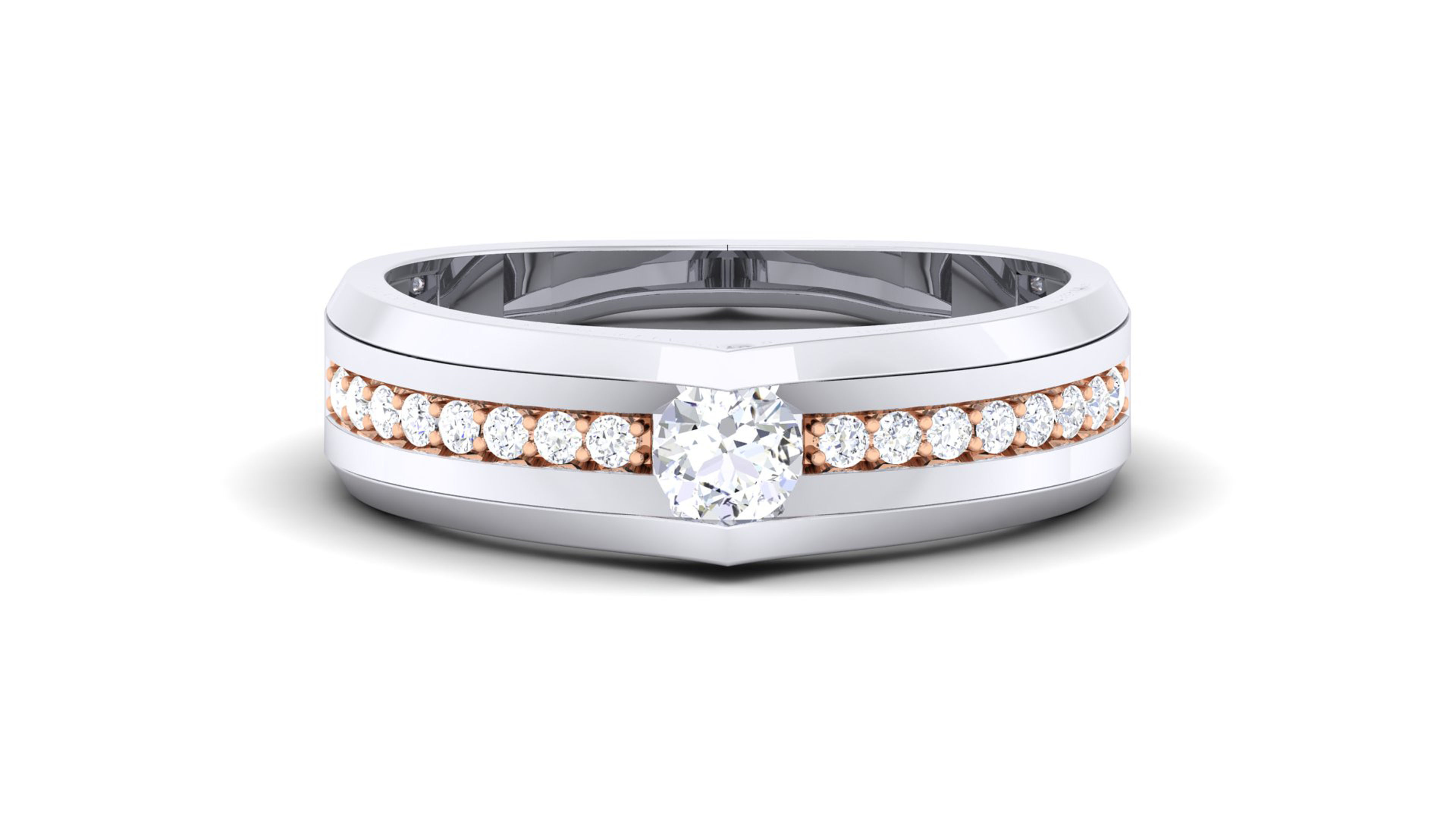 Solitaire Couple Band Rings 3D print model_6