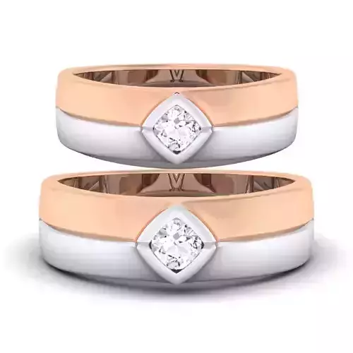 Solitaire Couple Band Rings
