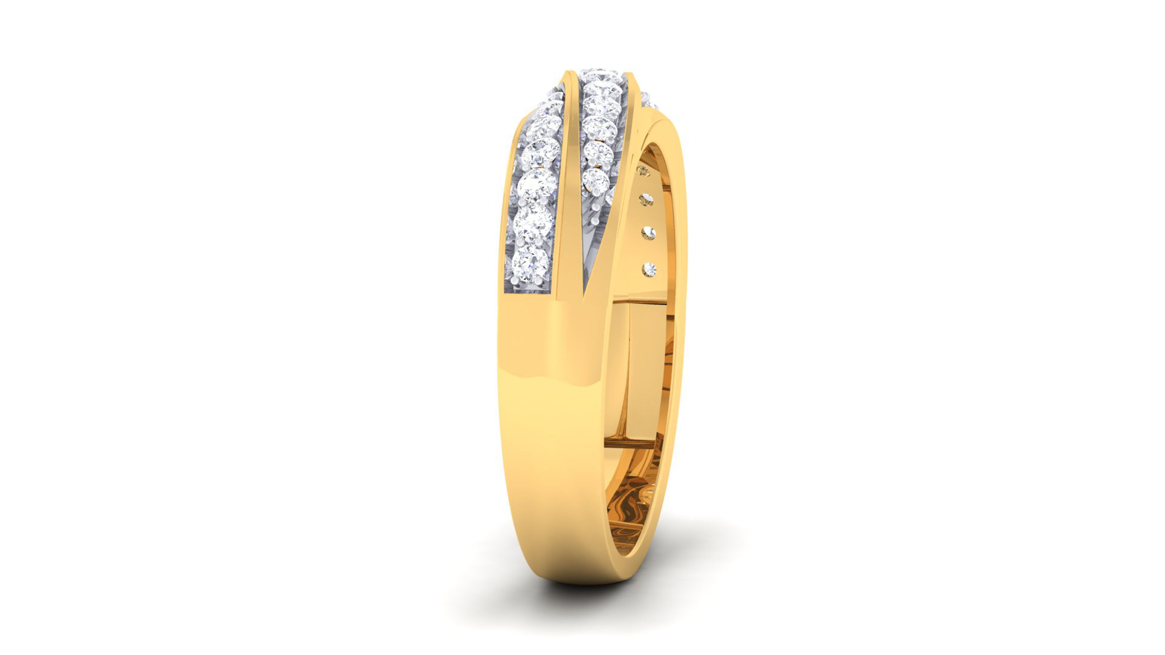 Solitaire Couple Band Rings 3D print model_7
