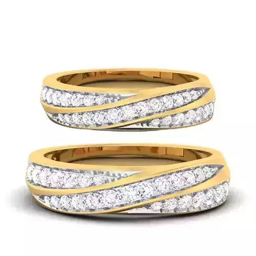 Solitaire Couple Band Rings 3D print model