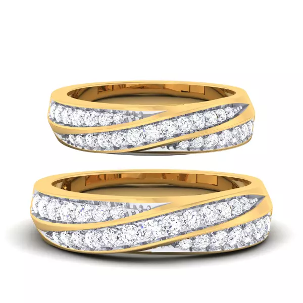 Solitaire Couple Band Rings 3D print model_0