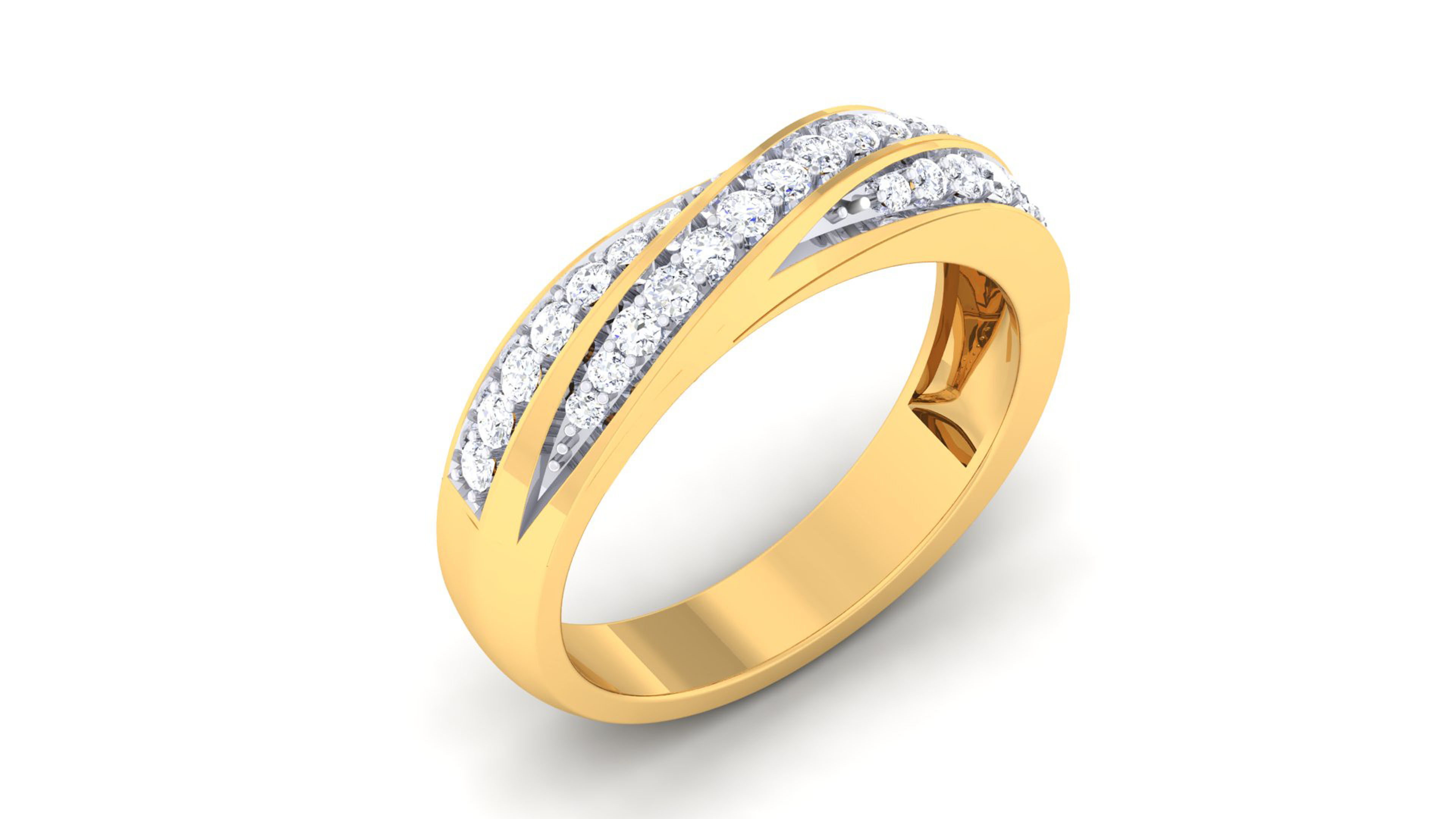 Solitaire Couple Band Rings 3D print model_6