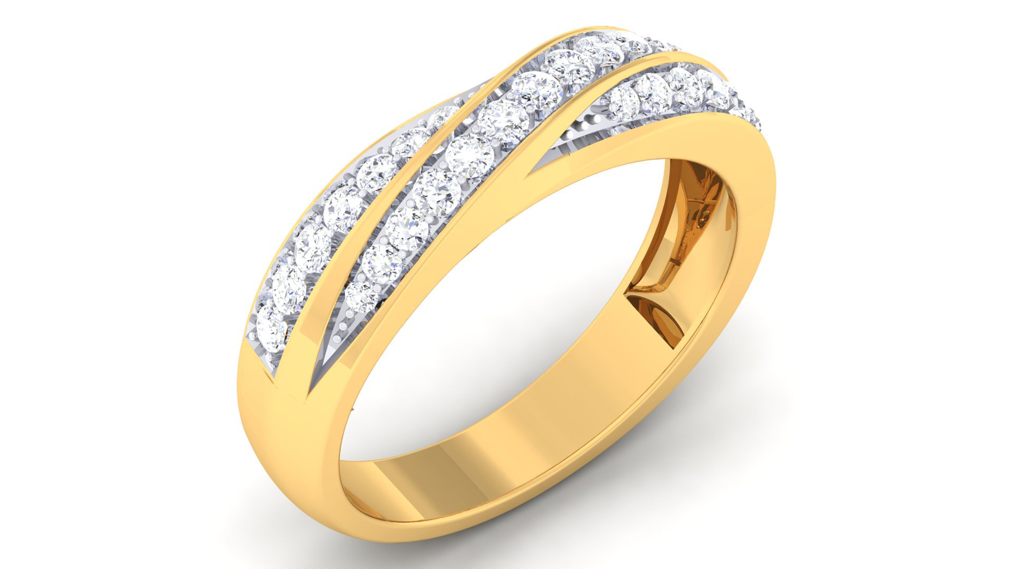 Solitaire Couple Band Rings 3D print model_2