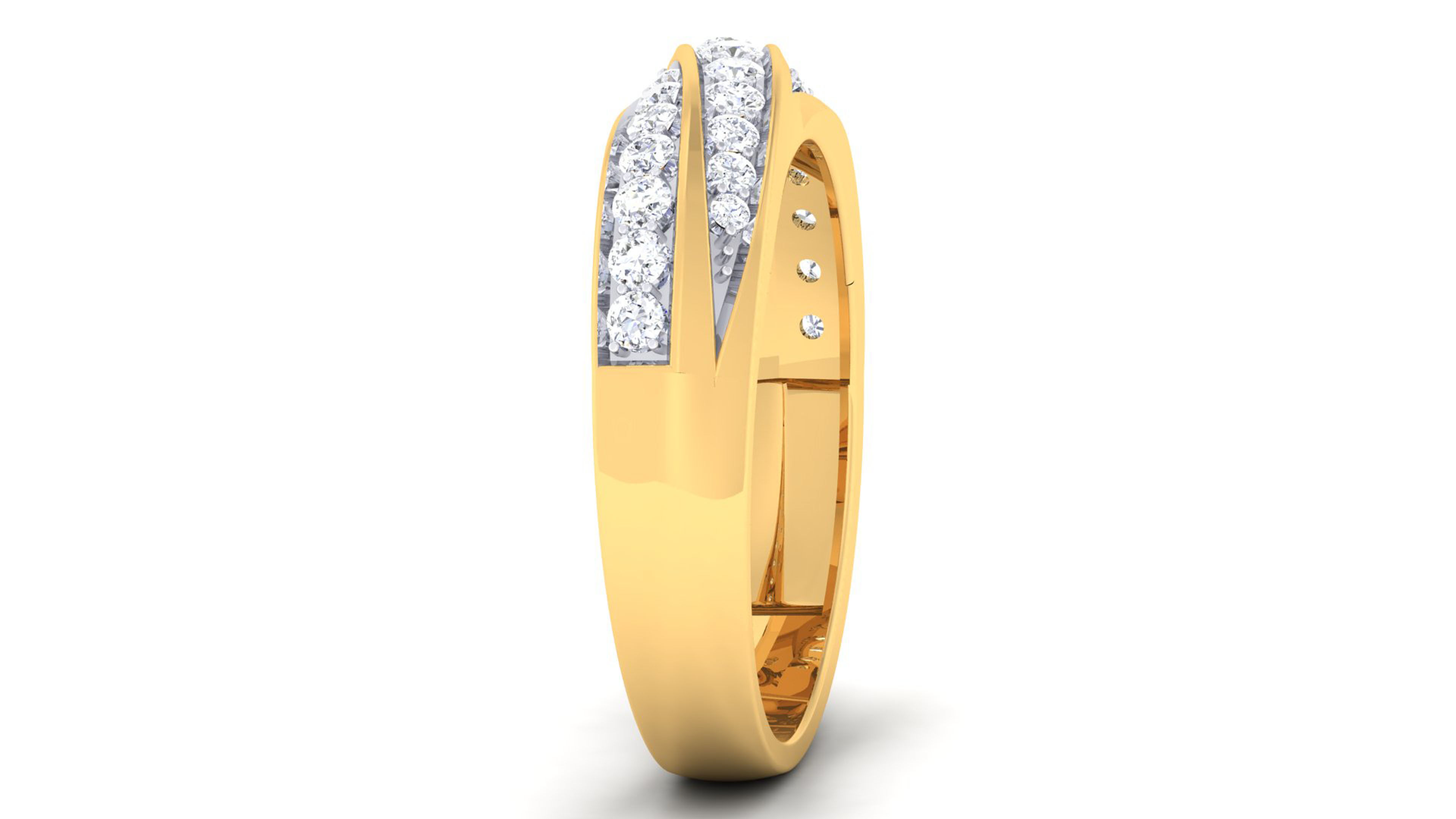 Solitaire Couple Band Rings 3D print model_3