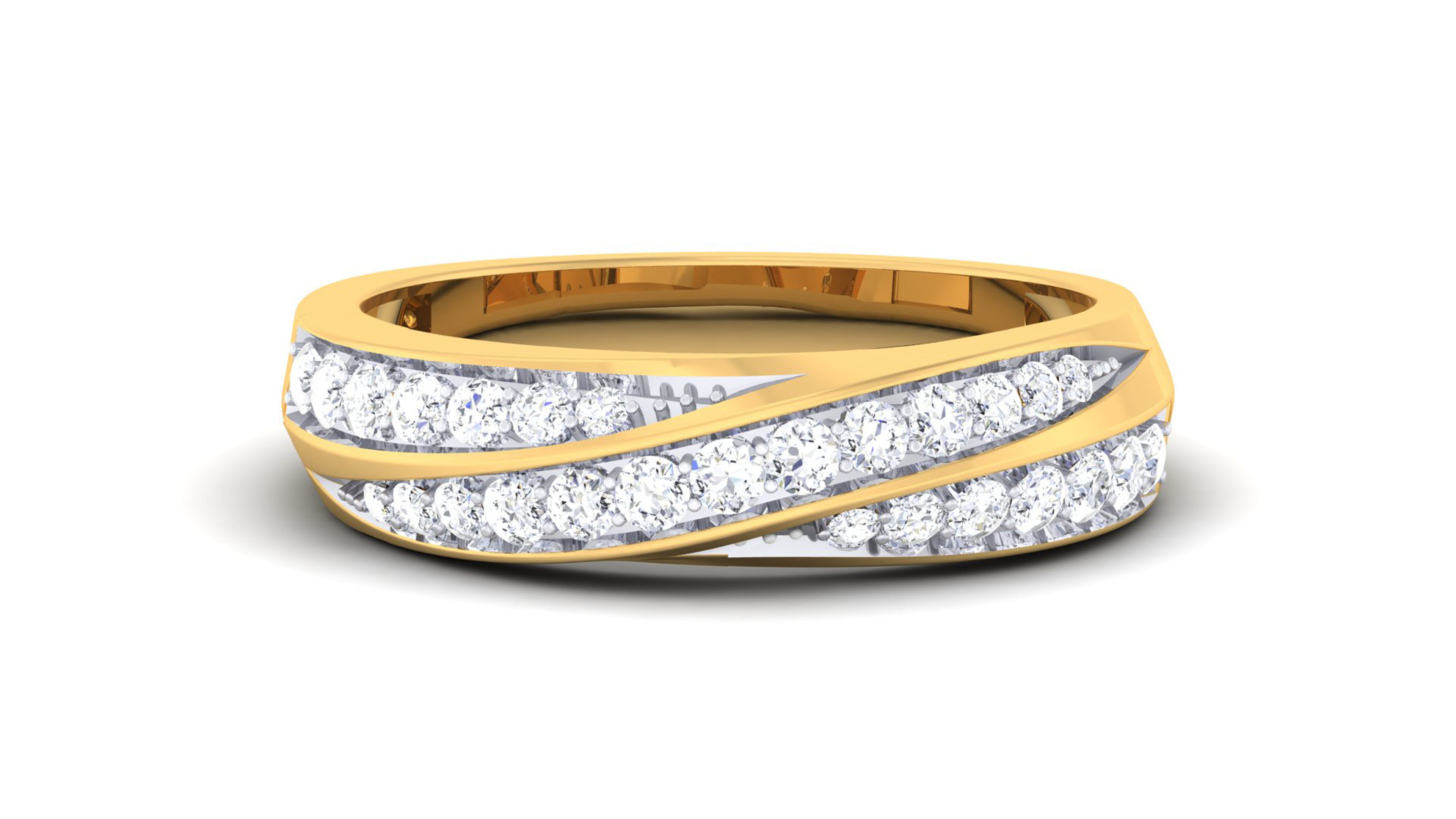 Solitaire Couple Band Rings 3D print model_4