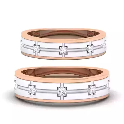 Solitaire Couple Band Rings 3D print model