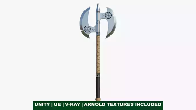  Battle Axe Silver - Medieval Weapon All PBR Textures Included