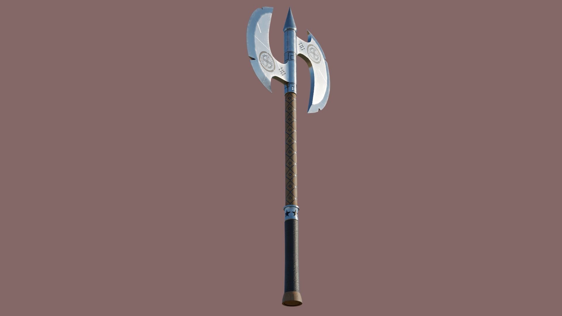  Battle Axe Silver - Medieval Weapon All PBR Textures Included Low-poly 3D model_9