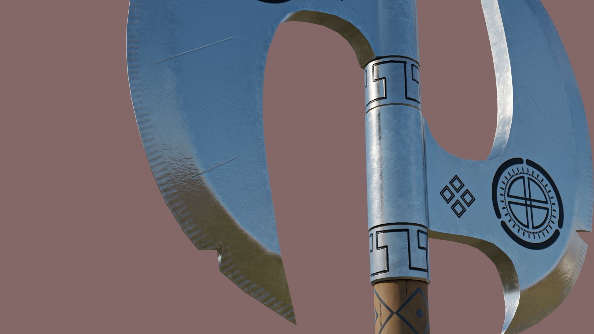  Battle Axe Silver - Medieval Weapon All PBR Textures Included Low-poly 3D model_8