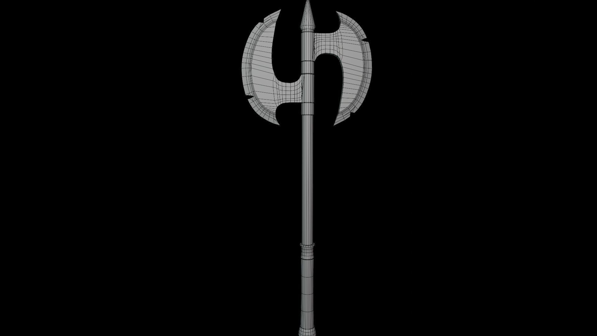  Battle Axe Silver - Medieval Weapon All PBR Textures Included Low-poly 3D model_18