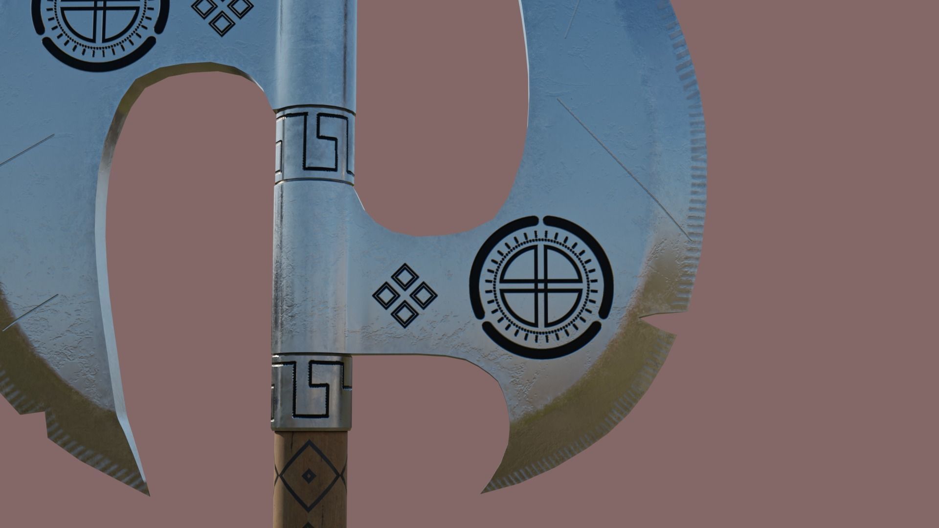  Battle Axe Silver - Medieval Weapon All PBR Textures Included Low-poly 3D model_6