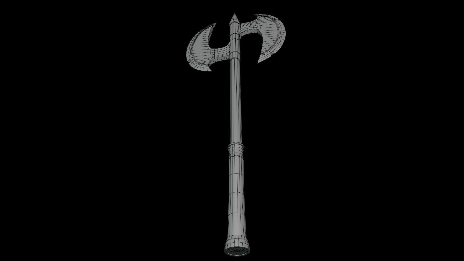  Battle Axe Silver - Medieval Weapon All PBR Textures Included Low-poly 3D model_21