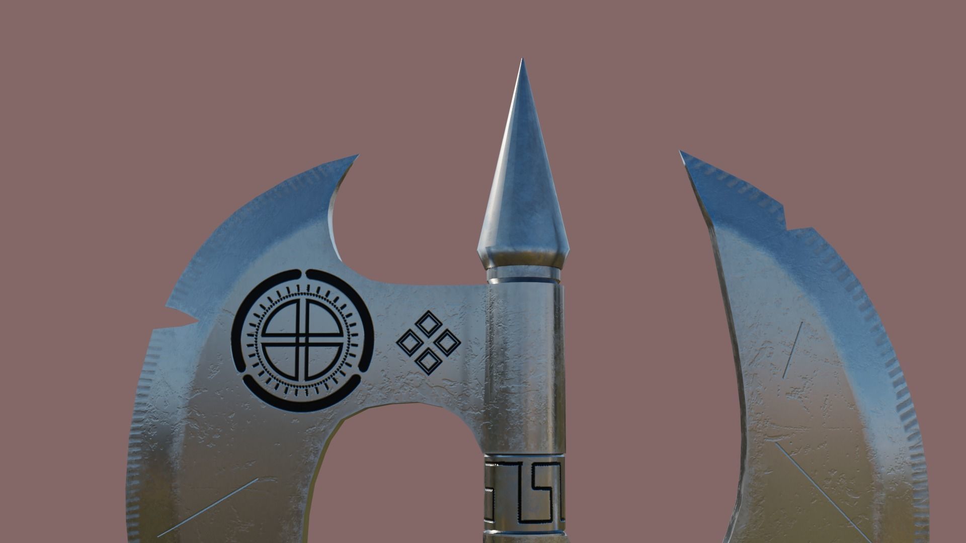  Battle Axe Silver - Medieval Weapon All PBR Textures Included Low-poly 3D model_5