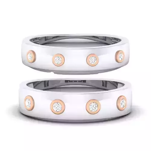 Solitaire Couple Band Rings 3D print model