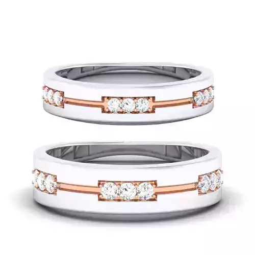 Solitaire Couple Band Rings 3D print model
