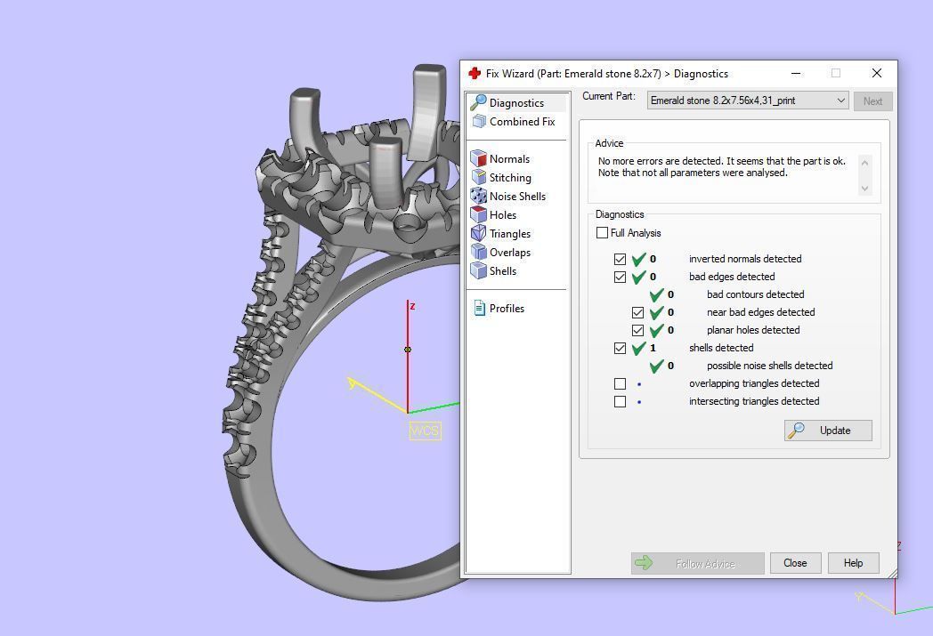 Emerald diamond stone ring 3D print model_10