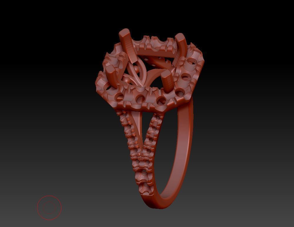 Emerald diamond stone ring 3D print model_12