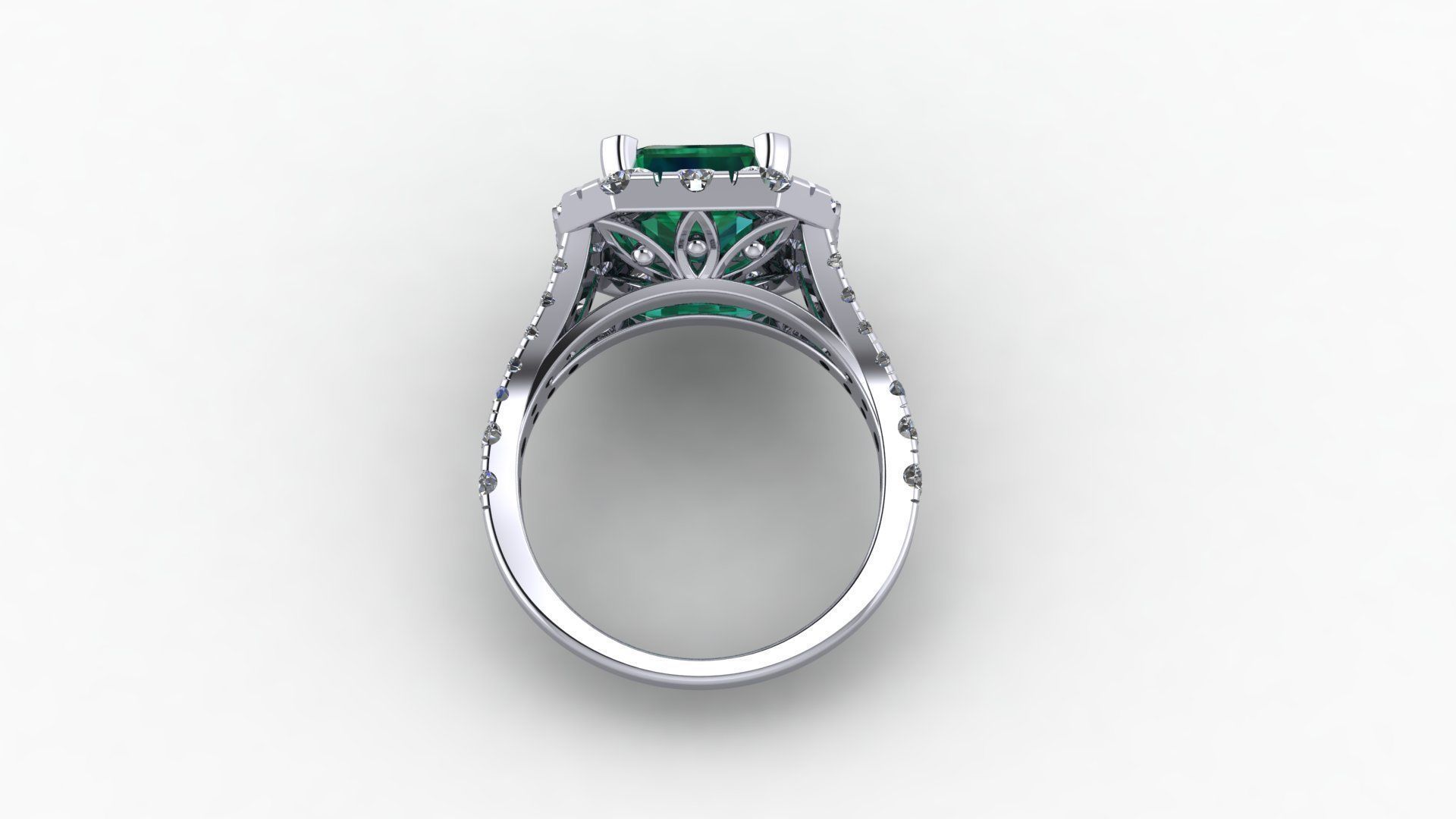 Emerald diamond stone ring 3D print model_13