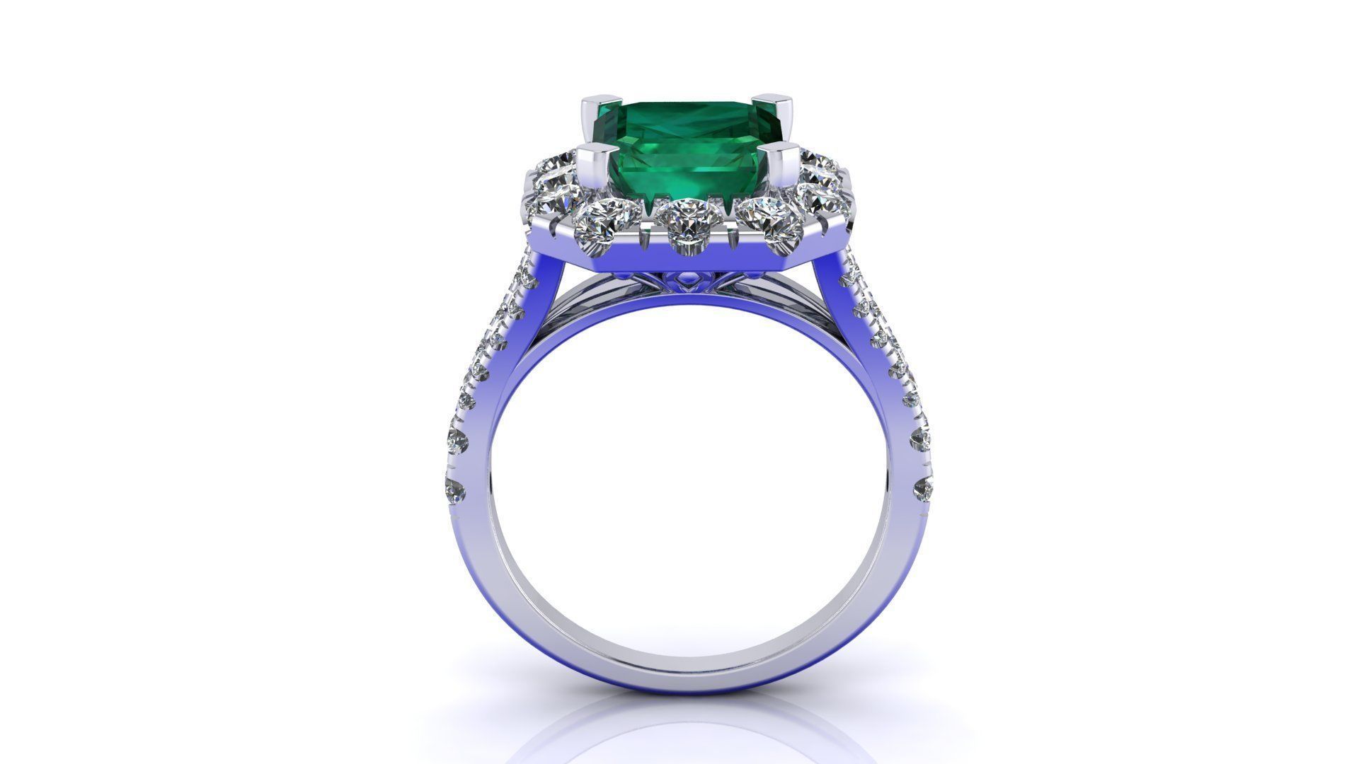 Emerald diamond stone ring 3D print model_8