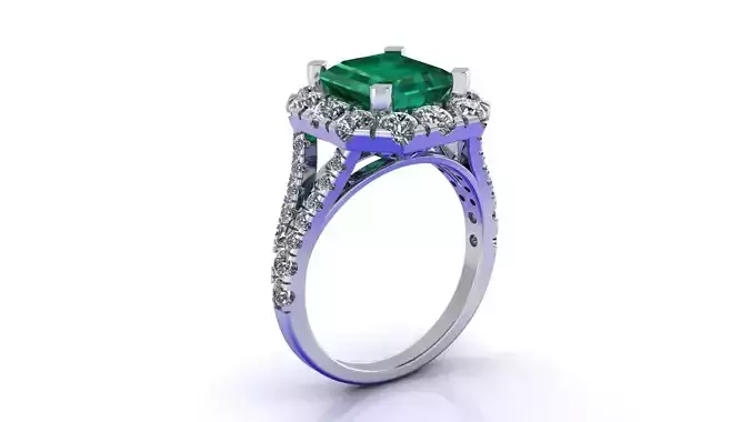 Emerald diamond stone ring