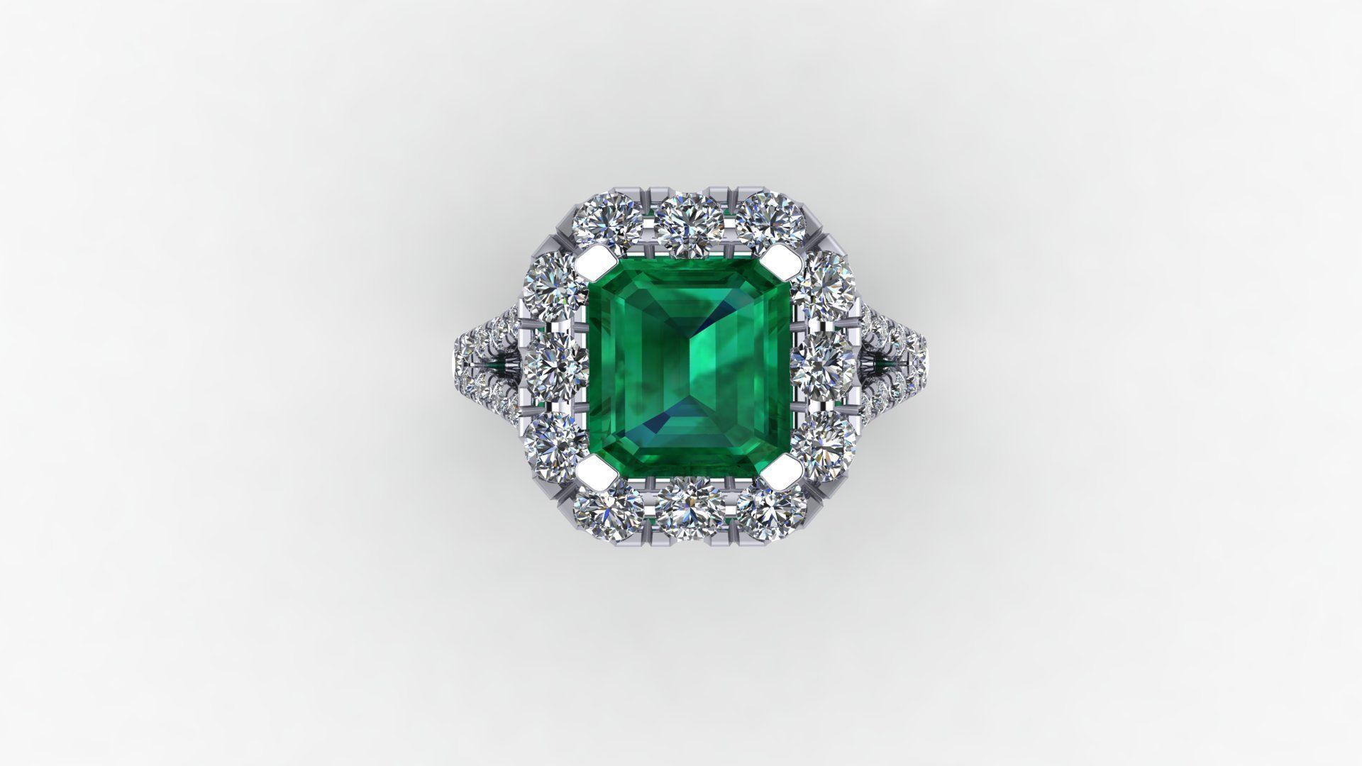 Emerald diamond stone ring 3D print model_11