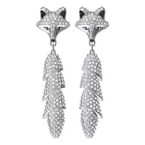 Wolf Crystal Drop Earrings