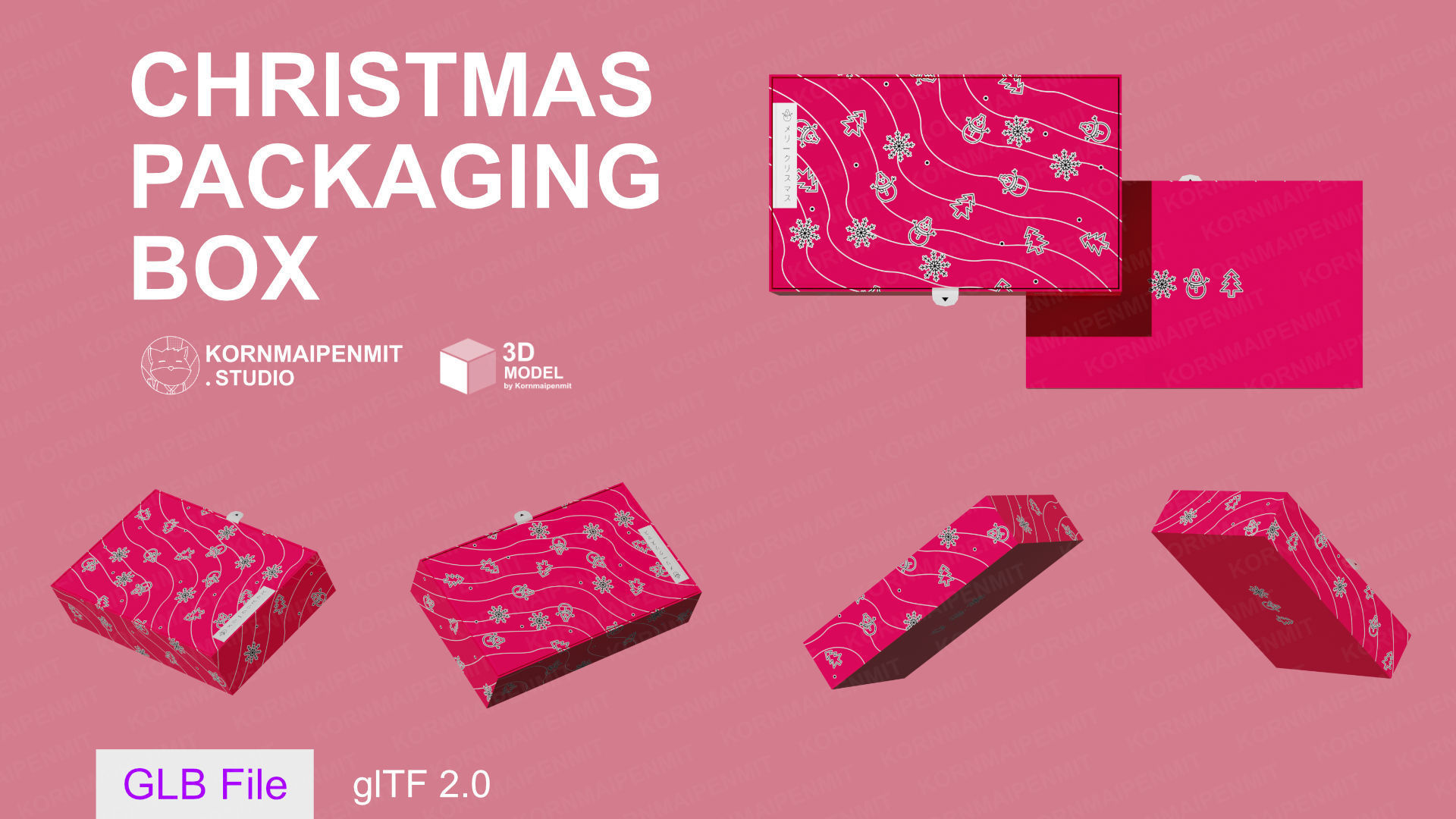 christmas packaging box 3D model_1