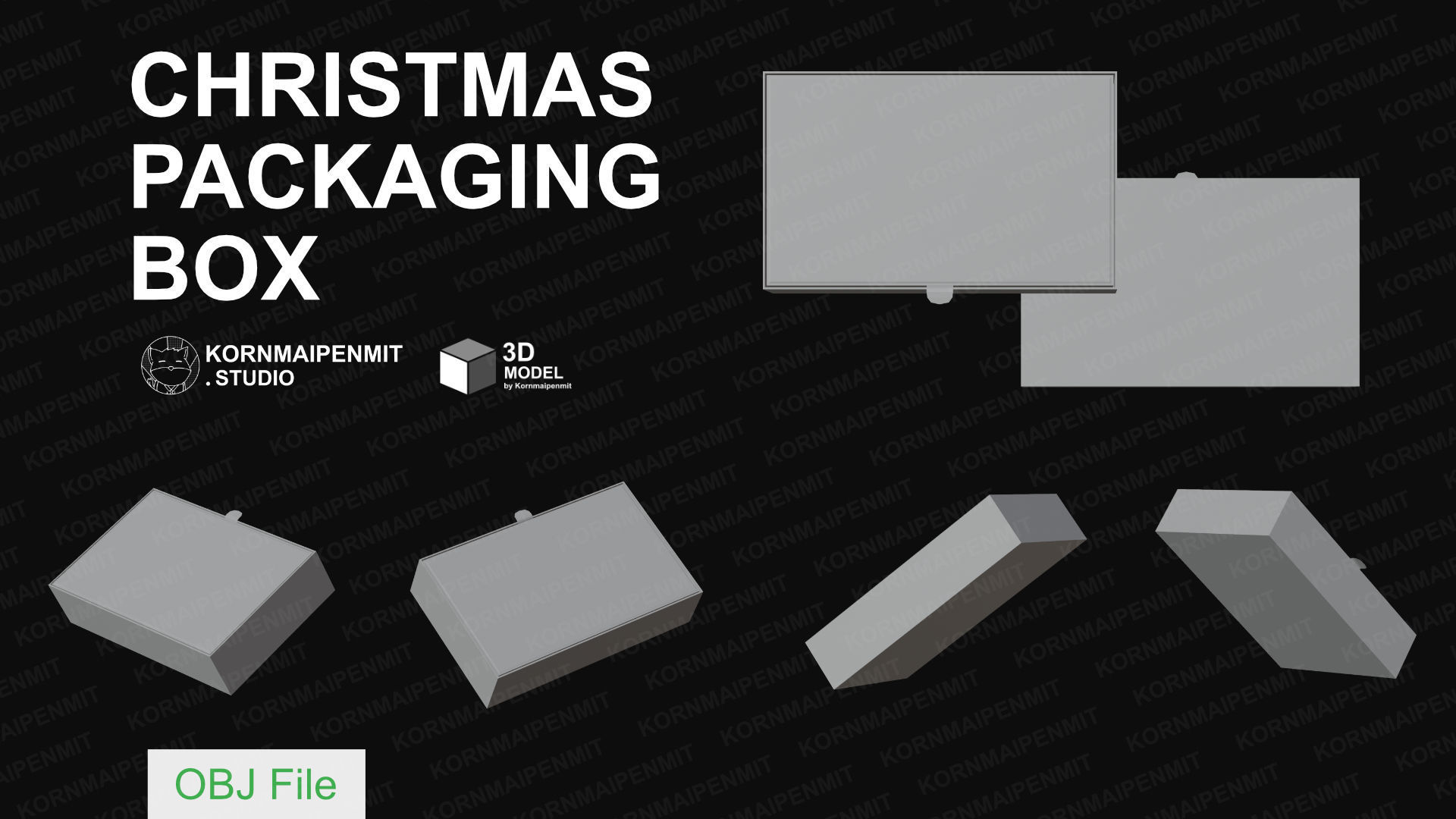 christmas packaging box 3D model_2