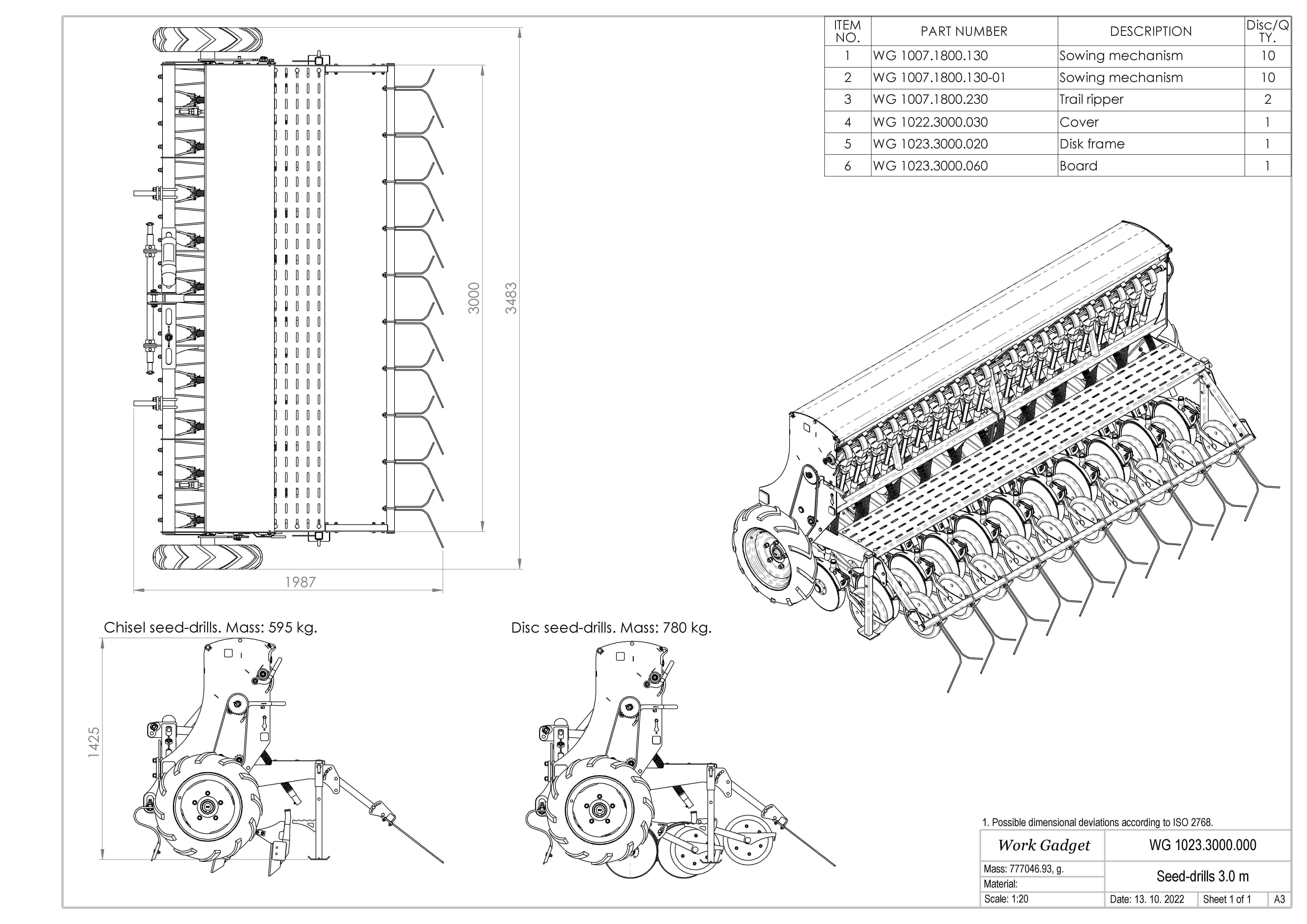 WG 1023 - Mounted mechanical seed drill 3D model_14