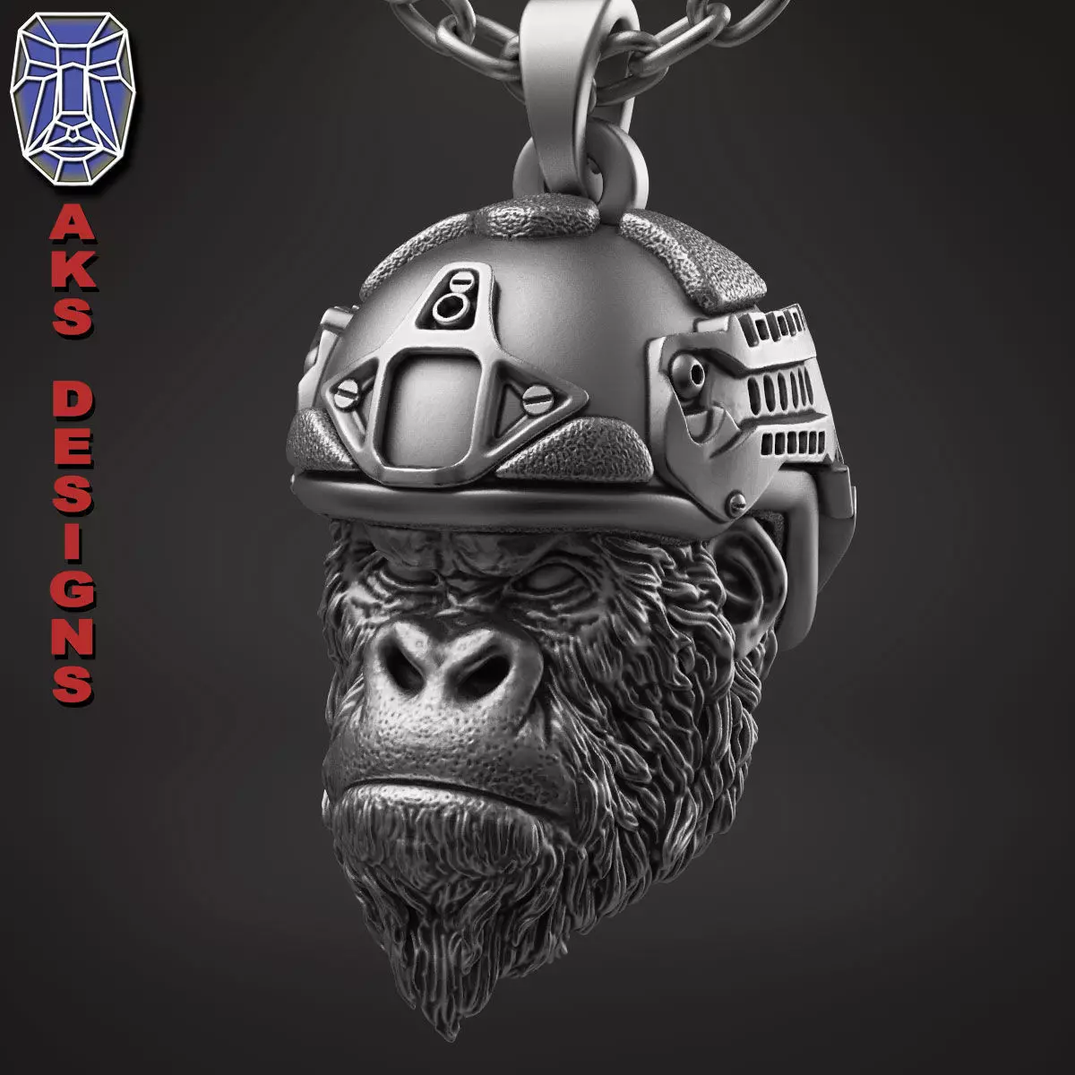 Animal Pendant jewelry Army soldier monkey v1 3D print model