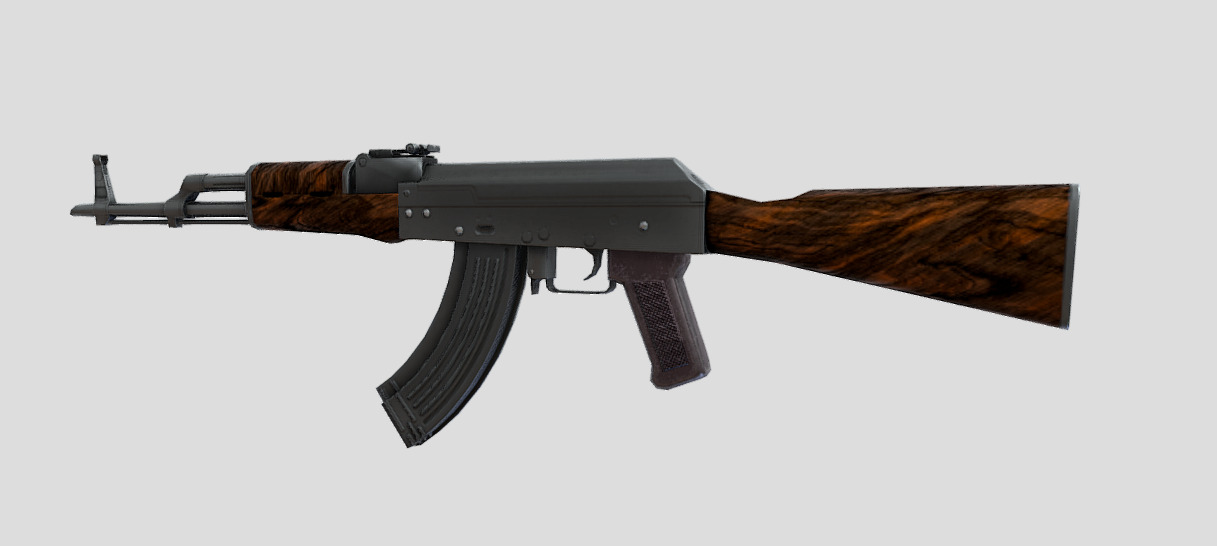 AK-47 GUN Low-poly 3D model_1