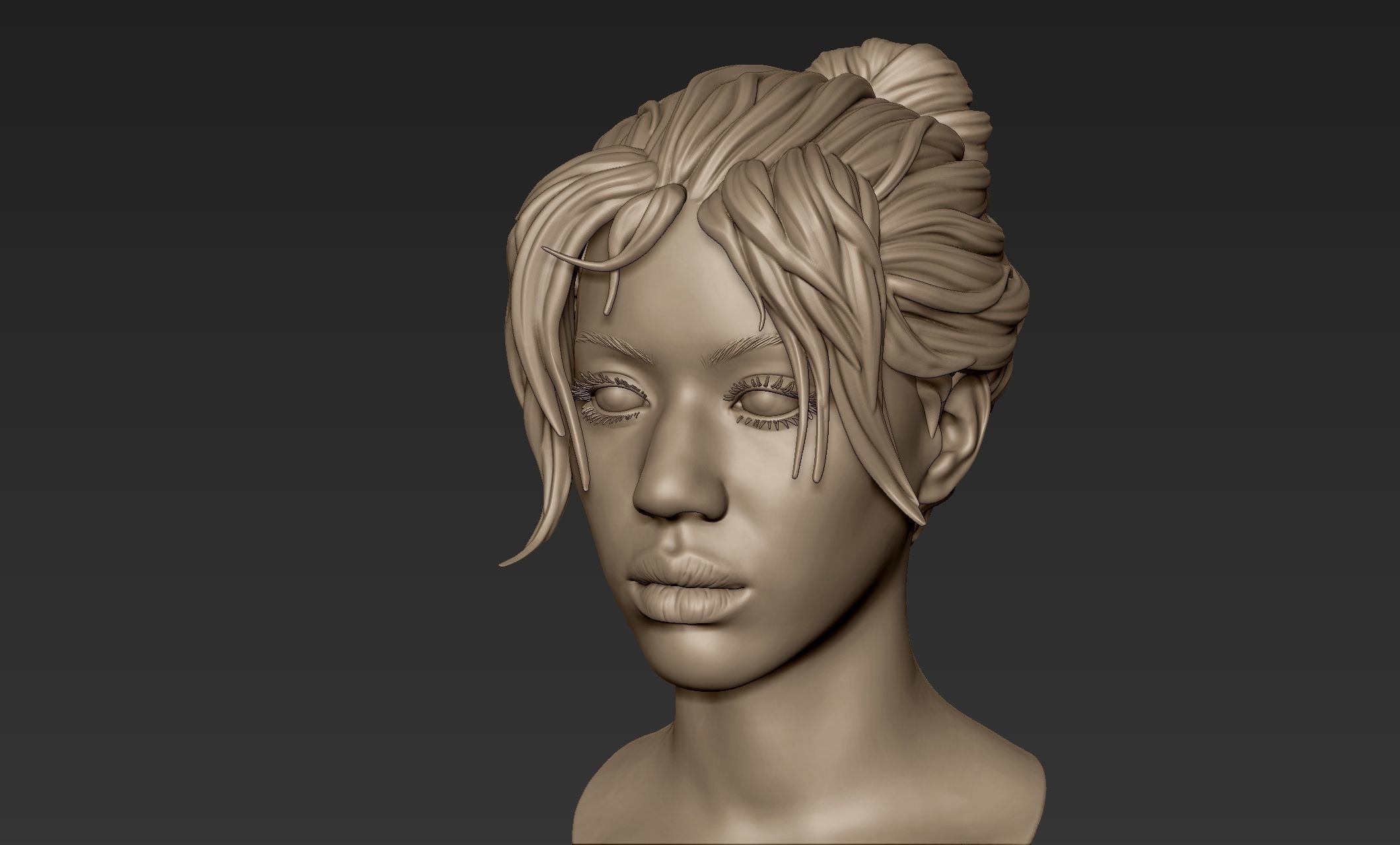 Black Woman Head 3 3D model_7