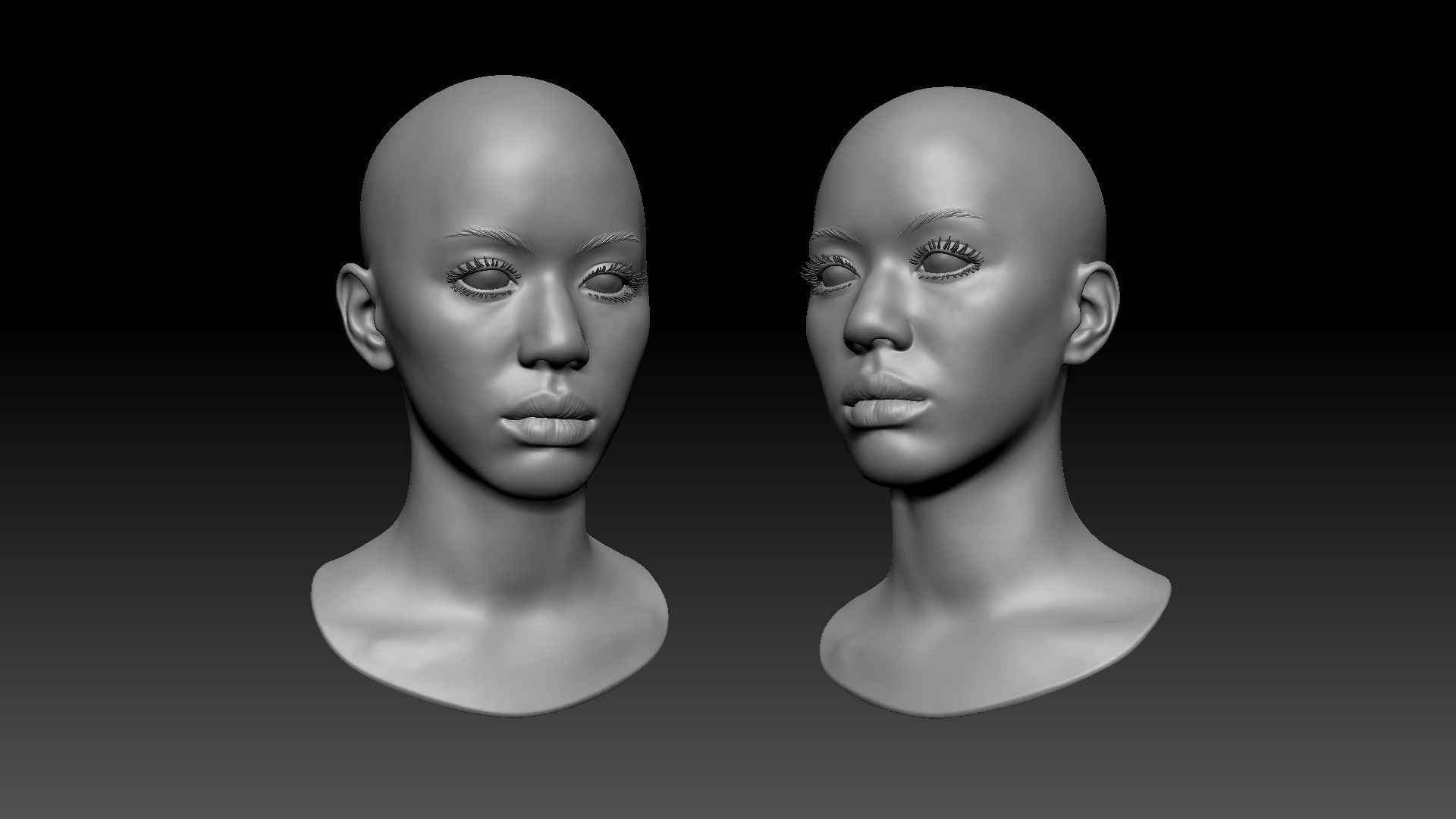 Black Woman Head 3 3D model_9