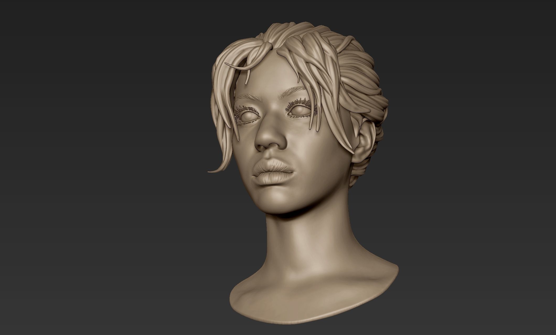 Black Woman Head 3 3D model_2