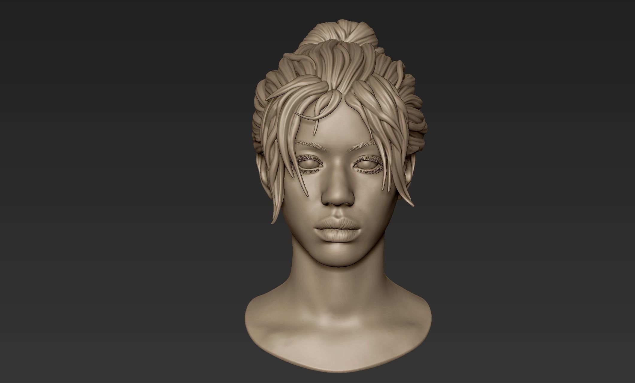 Black Woman Head 3 3D model_1