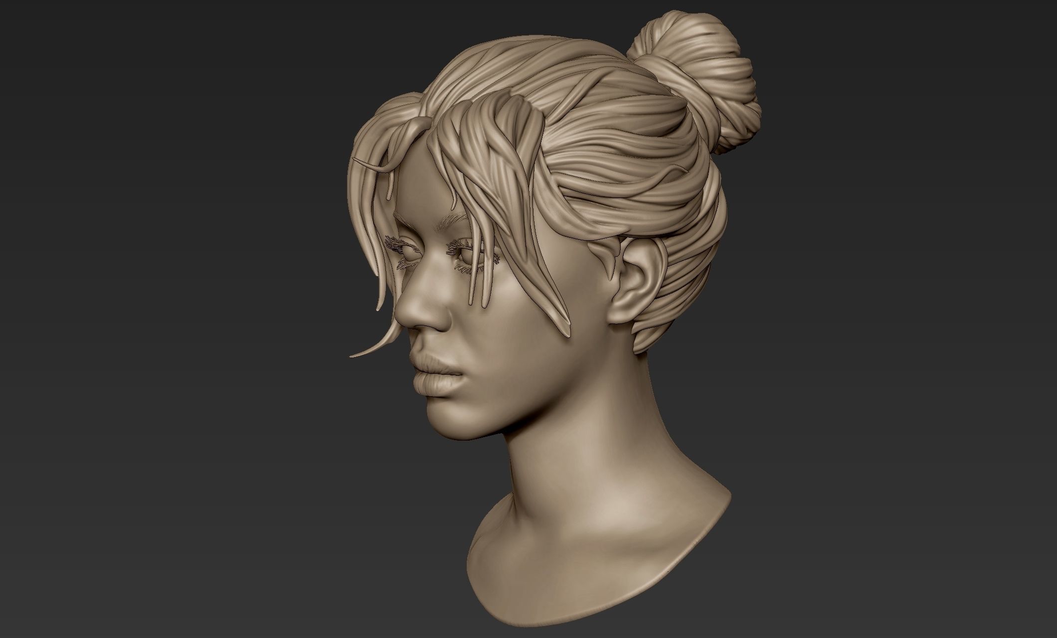 Black Woman Head 3 3D model_3