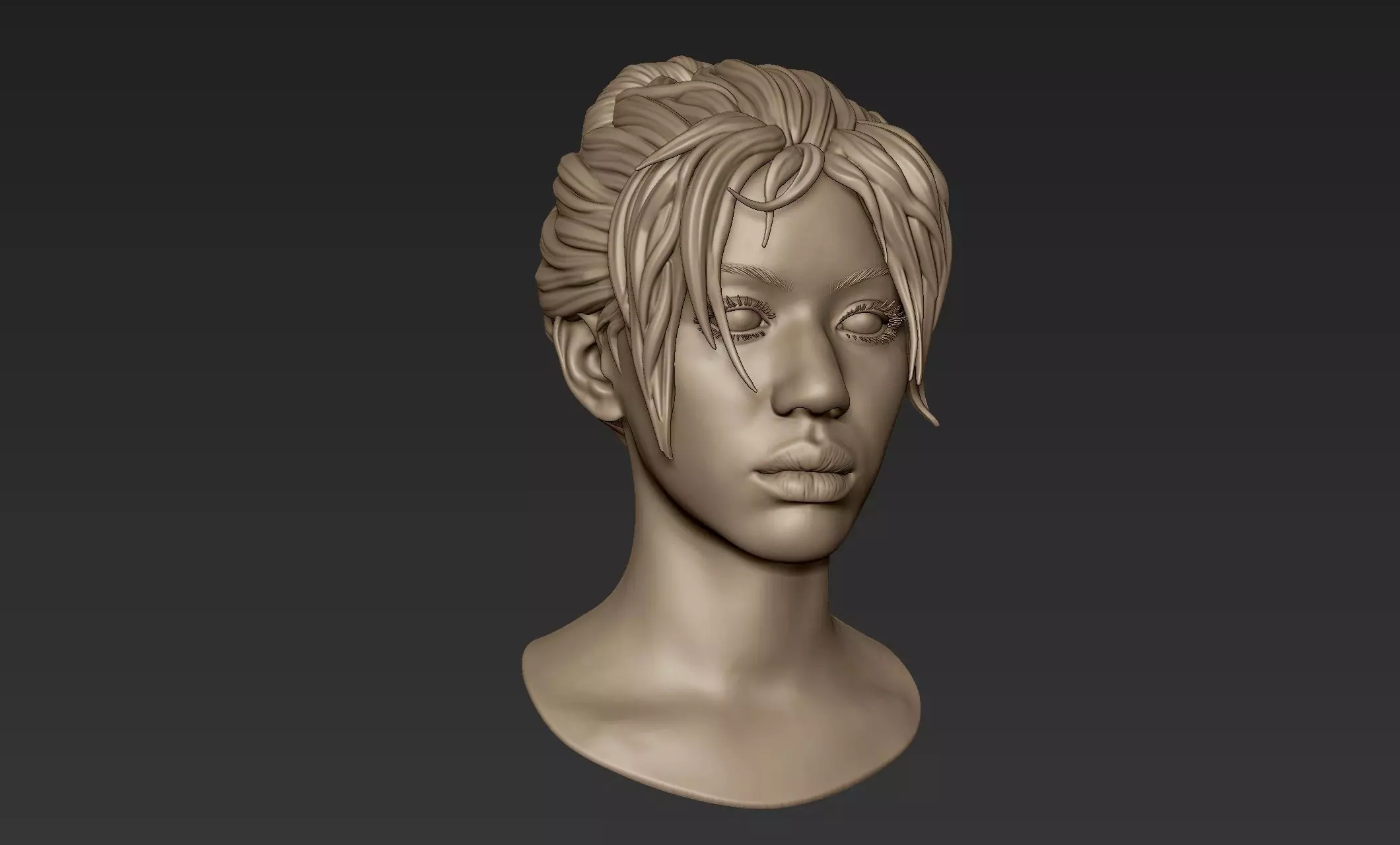 Black Woman Head 3 3D model_0
