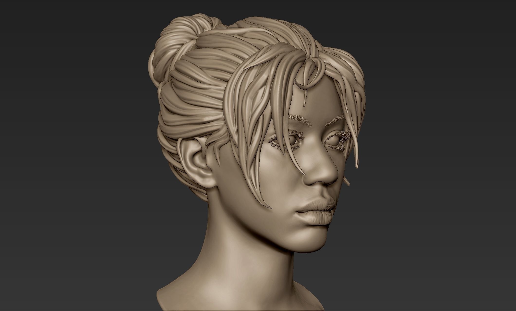 Black Woman Head 3 3D model_6