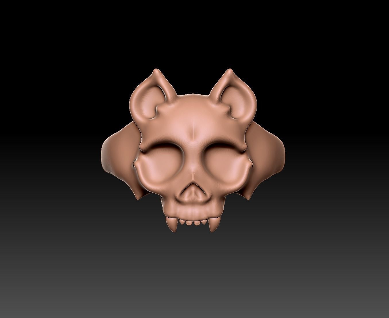 Cat Skull Ring 3D print model_9