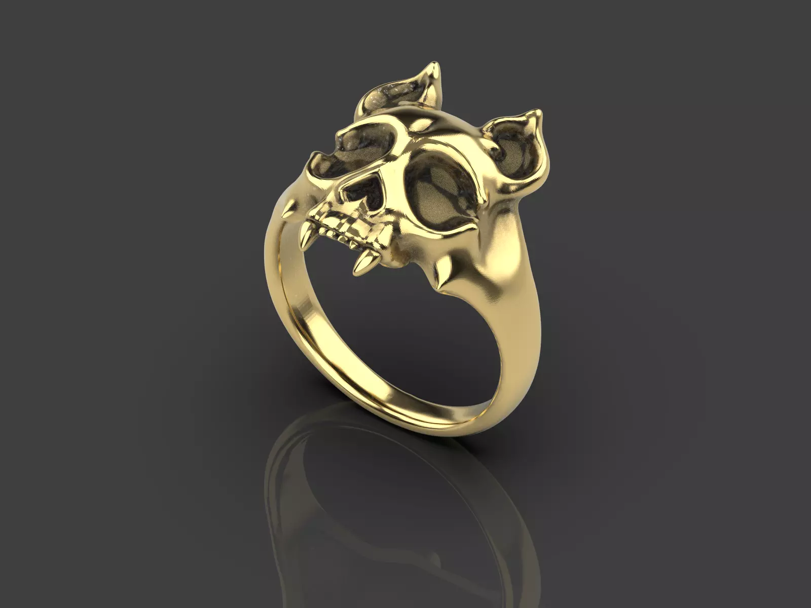 Cat Skull Ring 3D print model_0