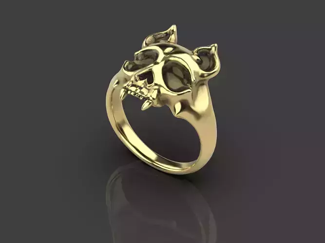 Cat Skull Ring 3D print model Cat Skull Ring 3D print model