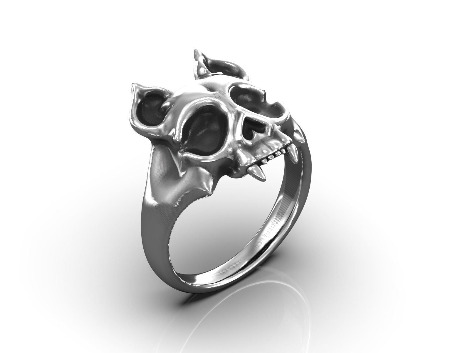 Cat Skull Ring 3D print model_4